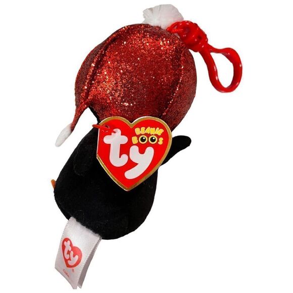 Ty Beanie Boos Gale the Penguin 2019 Christmas Plastic Key Clip Plush Clip On Pl - Picture 4 of 10